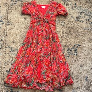 Floral Red and Green  Dress
